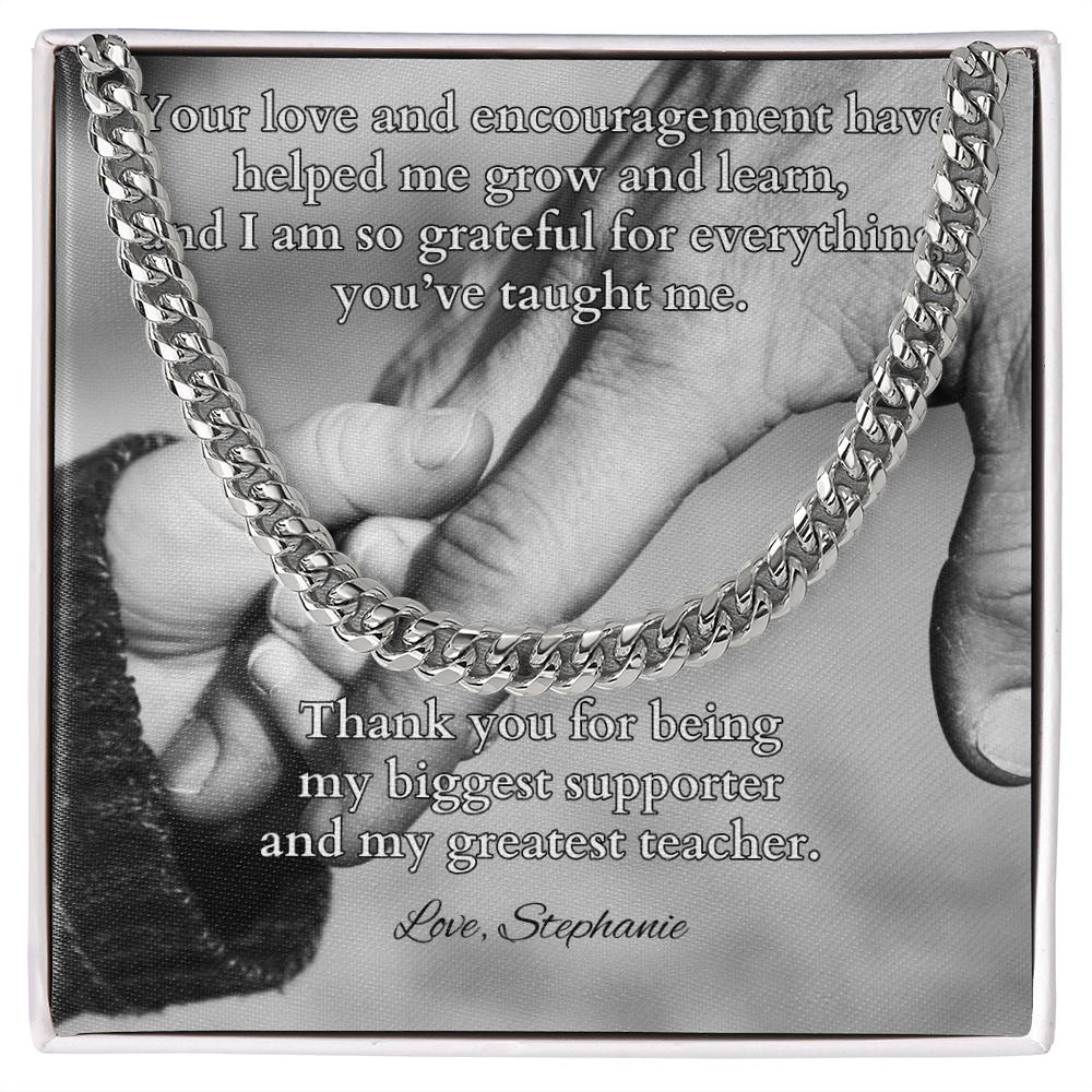 Cuban link chain gift with card “Your Love And Encouragement” – motivational gift for father