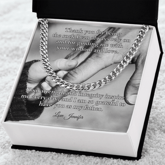 Shop our cuban link chain thank you for being the rock featuring the Stainless Steel style option from MySisterIsASurvivor.