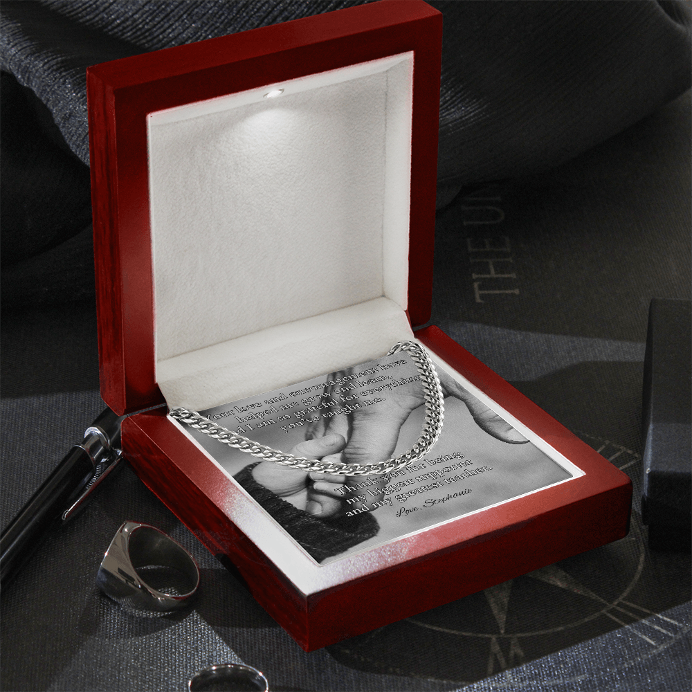 Cuban link chain gift with card “Your Love And Encouragement” – motivational gift for father
