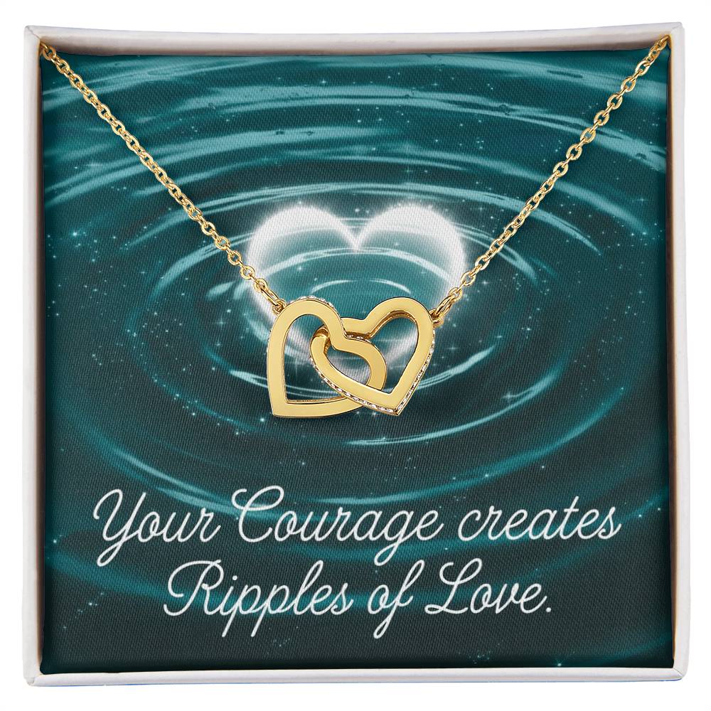 Your Courage Creates Ripples Of Love: Interlocking Hearts Necklace - Mental Health Gift, Self-Love, Anxiety, PTSD Support