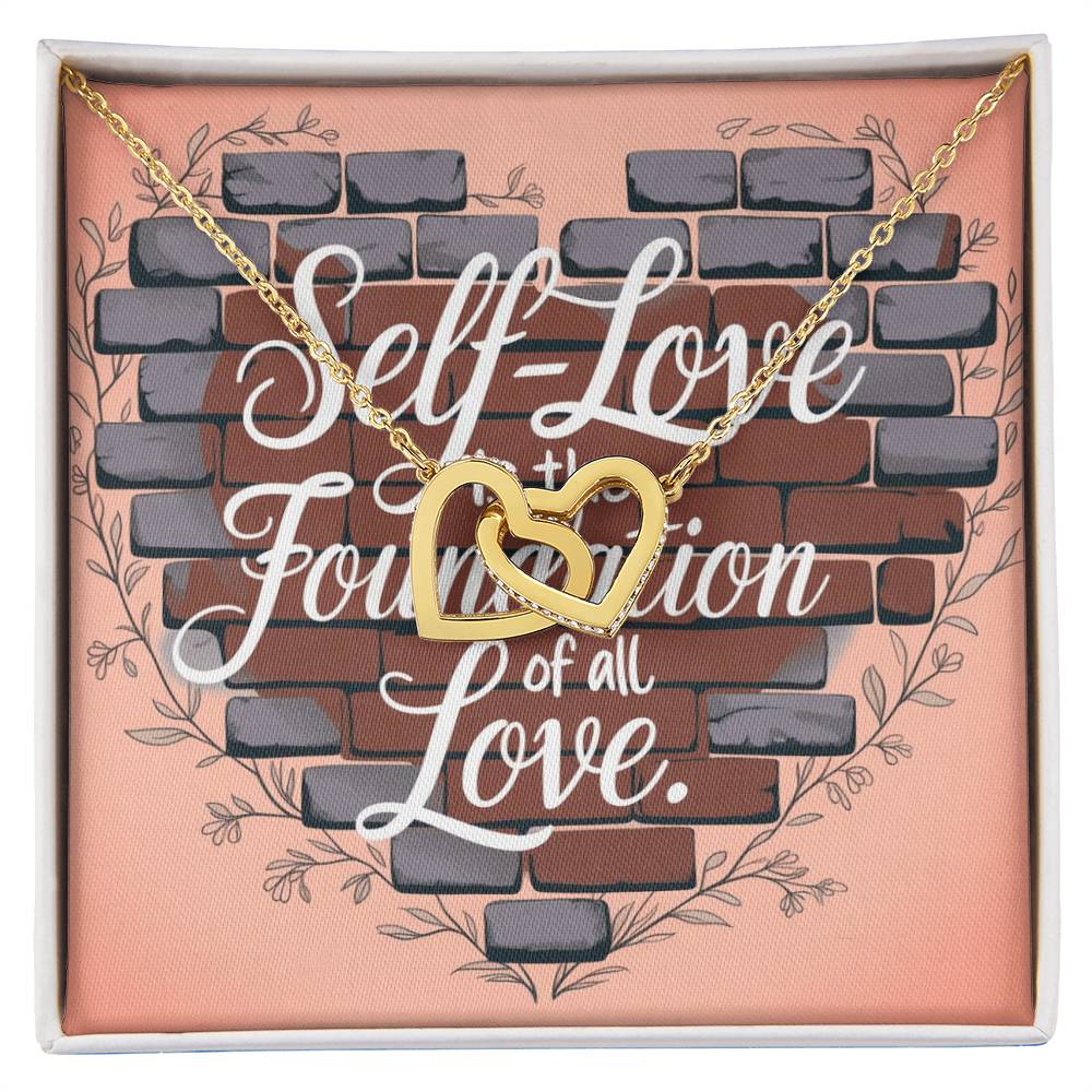 Self-Love Is The Foundation Of All Love: Interlocking Hearts Necklace - Mental Health Gift, Self-Love, Anxiety, PTSD Support