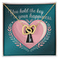 You Hold The Key To Your Happiness: Interlocking Hearts Necklace - Mental Health Gift, Self-Love, Anxiety, PTSD Support
