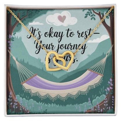 Shop our its okay to rest interlocking hearts necklace featuring the 18K Yellow Gold Finish style option from MySisterIsASurvivor.