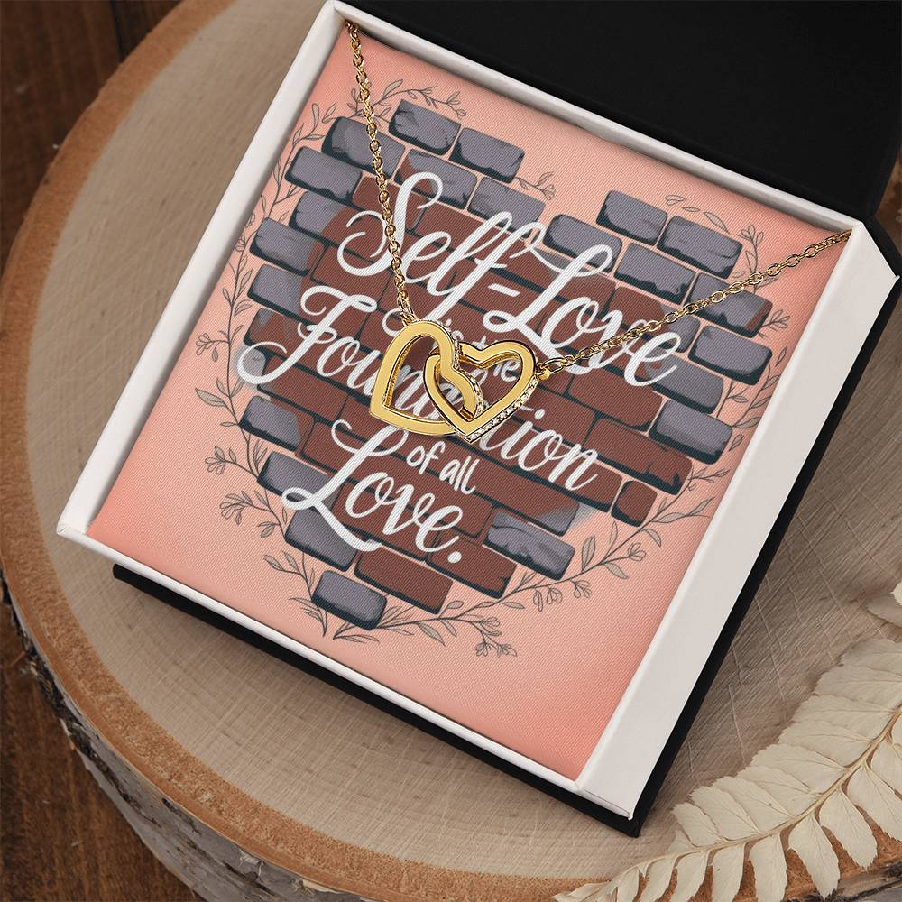 Self-Love Is The Foundation Of All Love: Interlocking Hearts Necklace - Mental Health Gift, Self-Love, Anxiety, PTSD Support