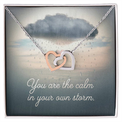 You Are The Calm In Your Own Storm: Interlocking Hearts Necklace - Mental Health Gift, Self-Love, Anxiety, PTSD Support