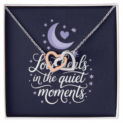Love Heals In The Quiet Moments: Interlocking Hearts Necklace - Mental Health Gift, Self-Love, Anxiety, PTSD Support