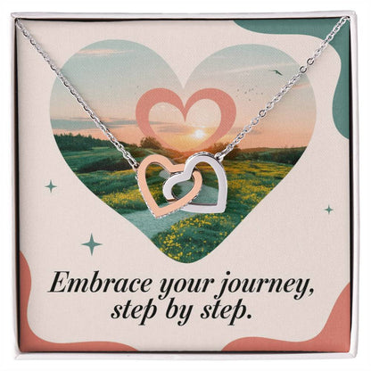 Embrace Your Journey, Step By Step: Interlocking Hearts Necklace - Mental Health Gift, Self-Love, Anxiety, PTSD Support