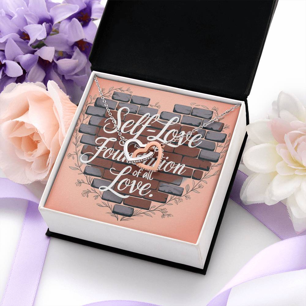 Self-Love Is The Foundation Of All Love: Interlocking Hearts Necklace - Mental Health Gift, Self-Love, Anxiety, PTSD Support