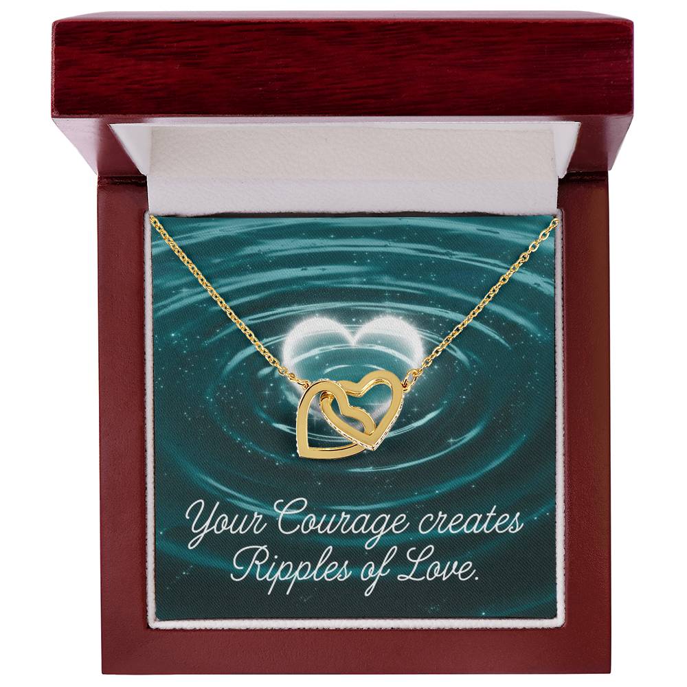Your Courage Creates Ripples Of Love: Interlocking Hearts Necklace - Mental Health Gift, Self-Love, Anxiety, PTSD Support