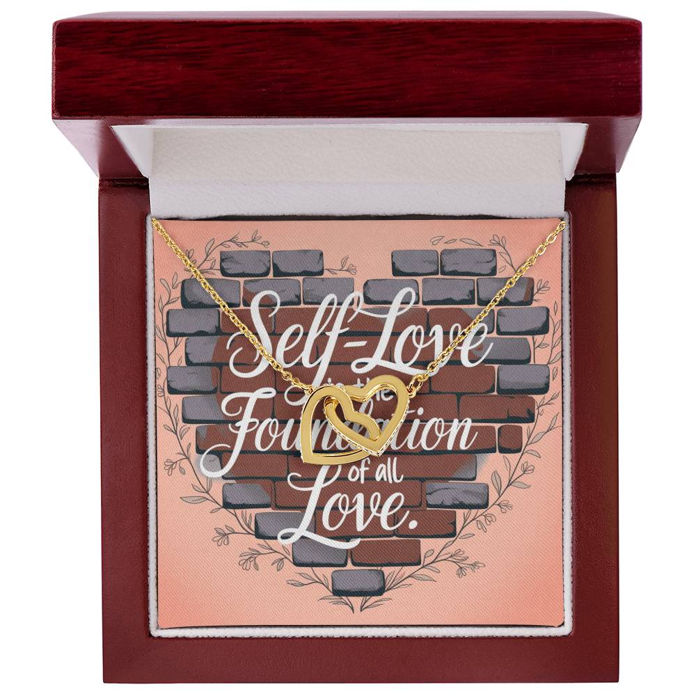 Self-Love Is The Foundation Of All Love: Interlocking Hearts Necklace - Mental Health Gift, Self-Love, Anxiety, PTSD Support