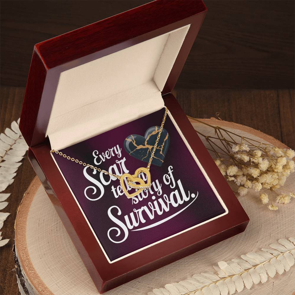 Every Scar Tells A Story: Interlocking Hearts Necklace - Mental Health Gift, Self-Love, Anxiety, PTSD Support