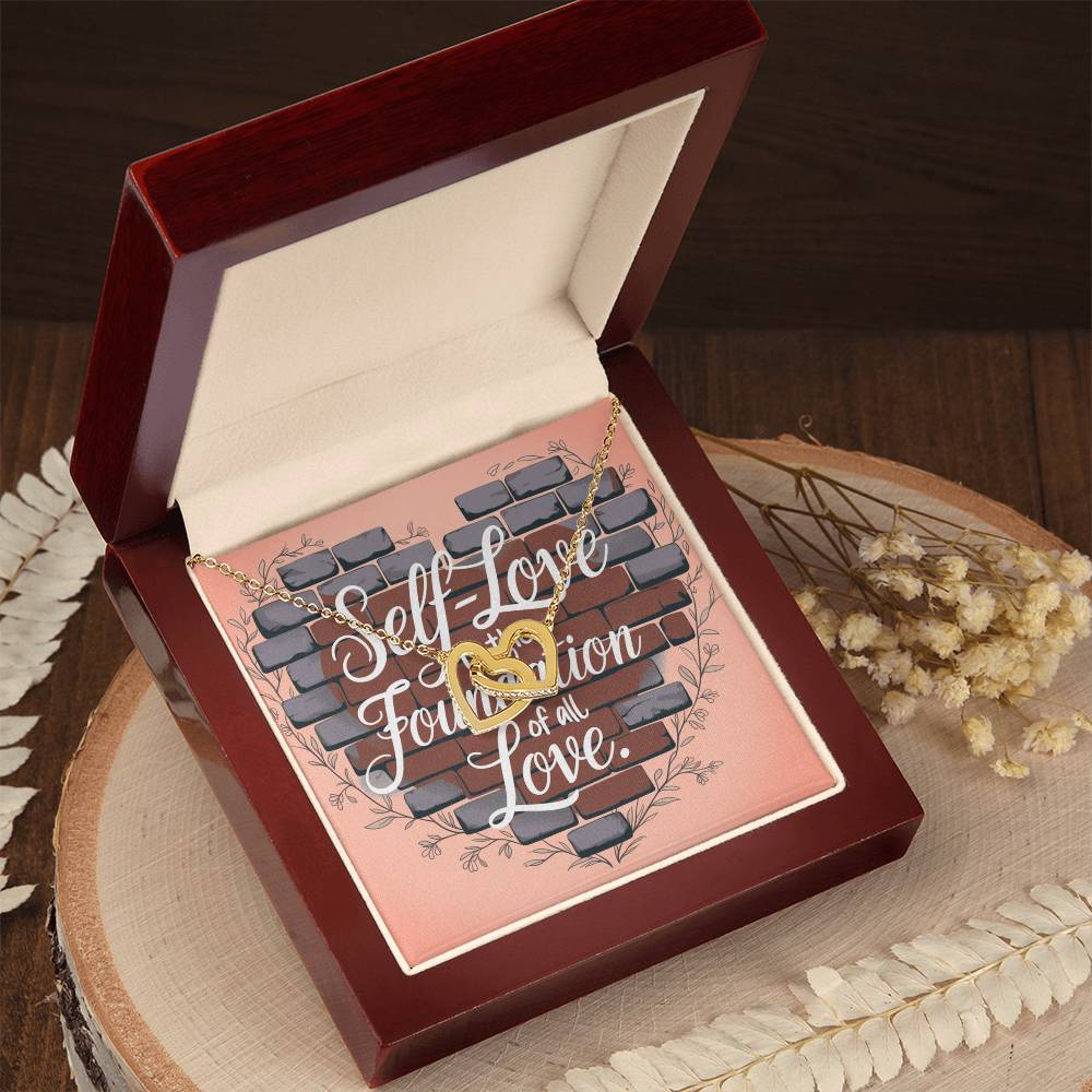 Self-Love Is The Foundation Of All Love: Interlocking Hearts Necklace - Mental Health Gift, Self-Love, Anxiety, PTSD Support