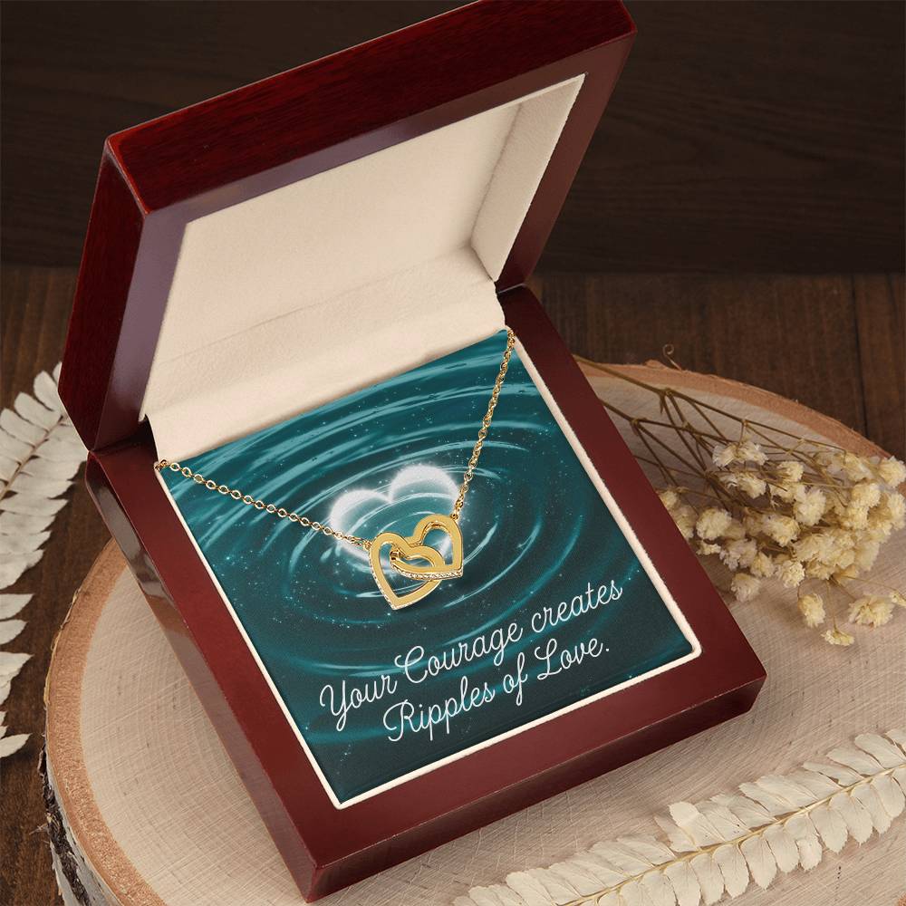 Your Courage Creates Ripples Of Love: Interlocking Hearts Necklace - Mental Health Gift, Self-Love, Anxiety, PTSD Support