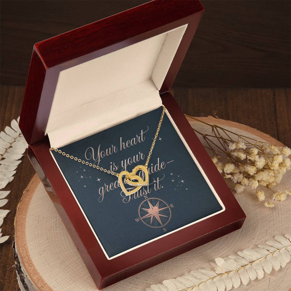 Your Heart Is Your Greatest Guide - Trust It: Interlocking Hearts Necklace - Mental Health Gift, Self-Love, Anxiety, PTSD Support