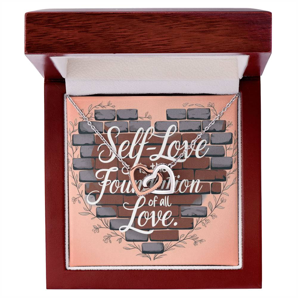 Self-Love Is The Foundation Of All Love: Interlocking Hearts Necklace - Mental Health Gift, Self-Love, Anxiety, PTSD Support