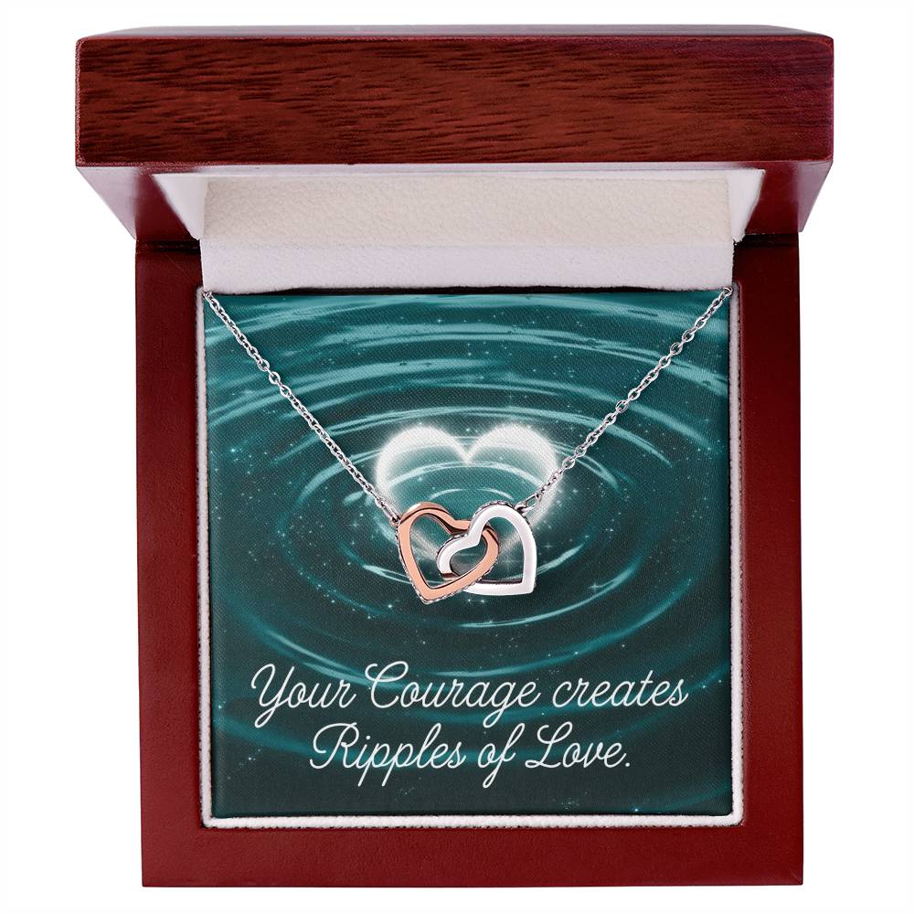 Your Courage Creates Ripples Of Love: Interlocking Hearts Necklace - Mental Health Gift, Self-Love, Anxiety, PTSD Support