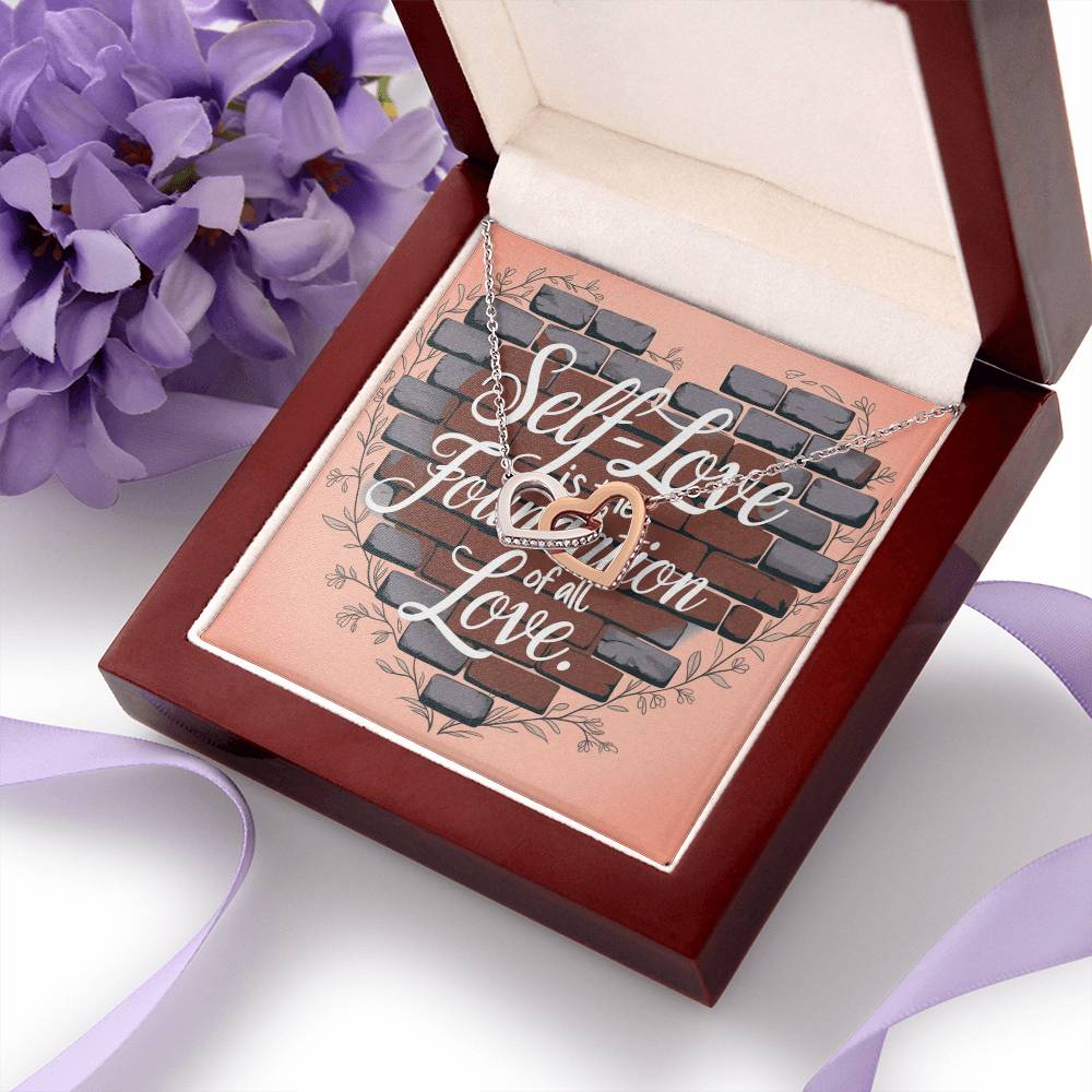 Self-Love Is The Foundation Of All Love: Interlocking Hearts Necklace - Mental Health Gift, Self-Love, Anxiety, PTSD Support