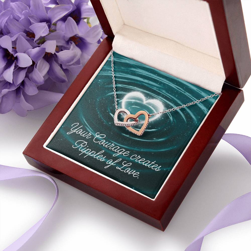 Your Courage Creates Ripples Of Love: Interlocking Hearts Necklace - Mental Health Gift, Self-Love, Anxiety, PTSD Support