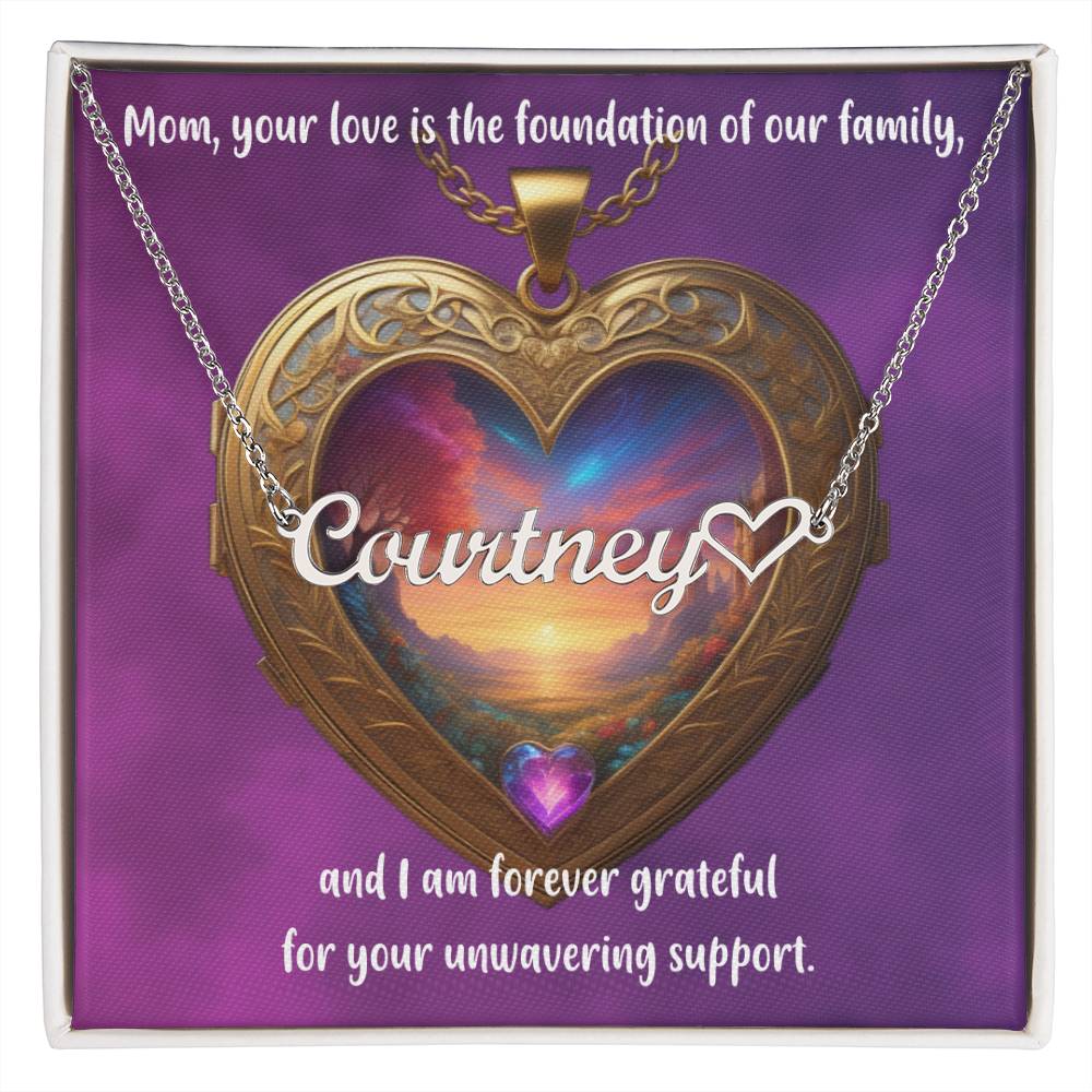 Mom, Your Love Is a Beacon - Customizable Name Necklace + Heart Charm for Moms