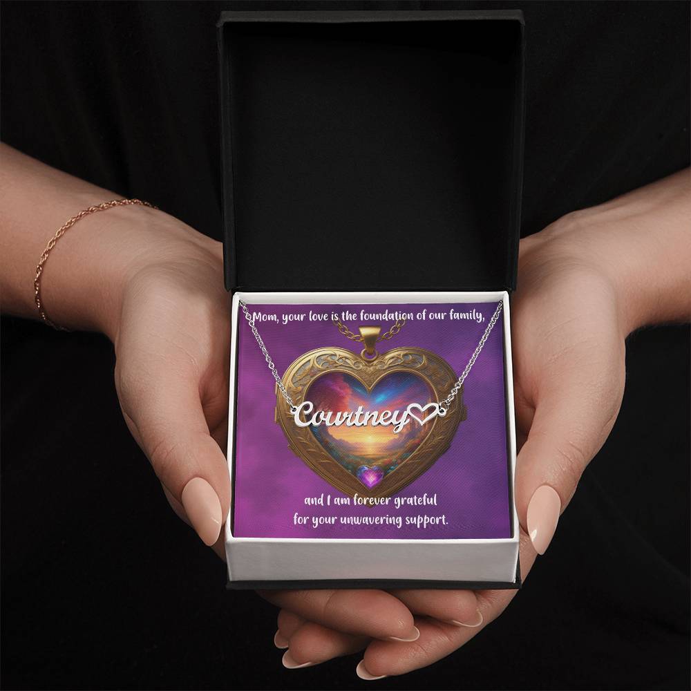 Mom, Your Love Is a Beacon - Customizable Name Necklace + Heart Charm for Moms