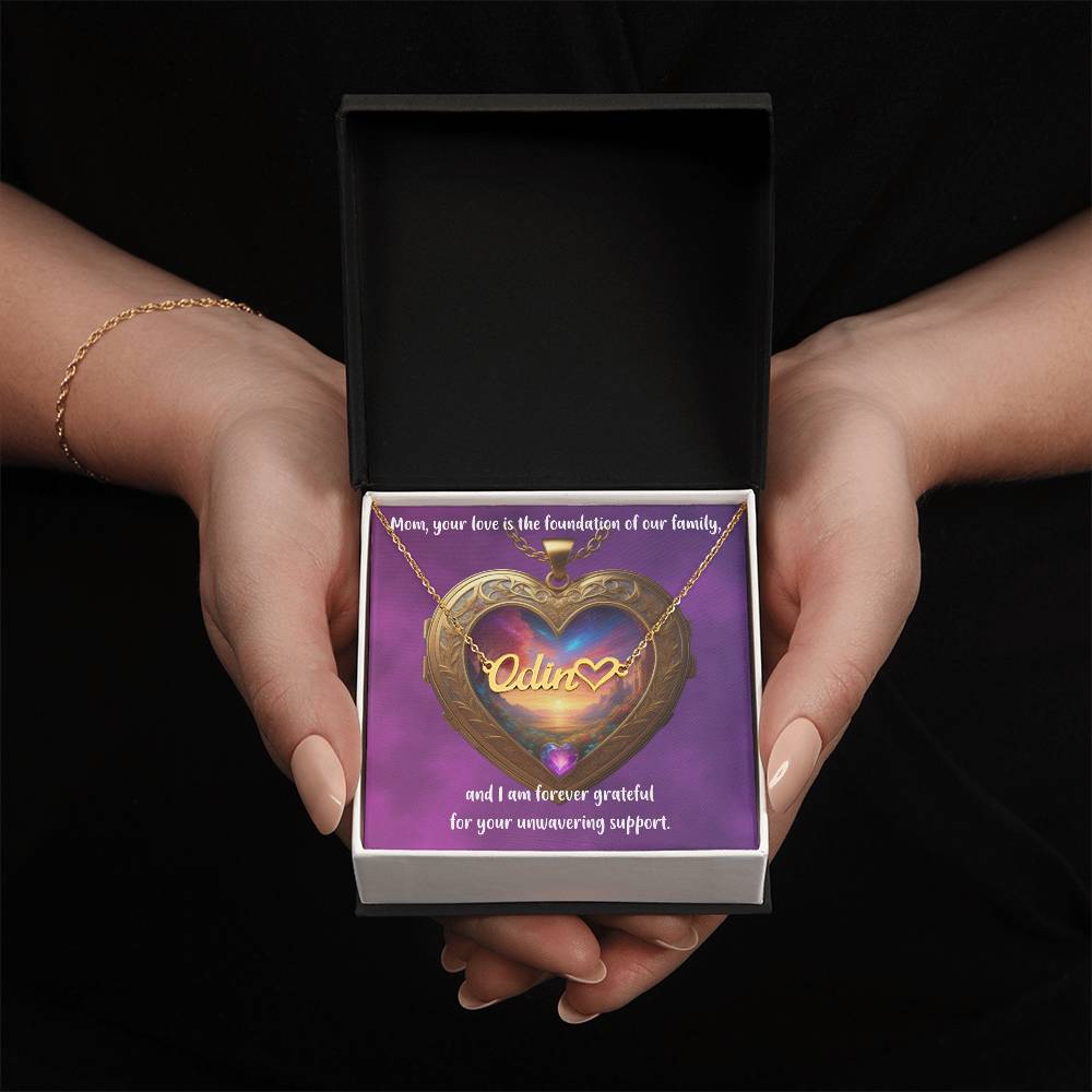 Mom, Your Love Is a Beacon - Customizable Name Necklace + Heart Charm for Moms