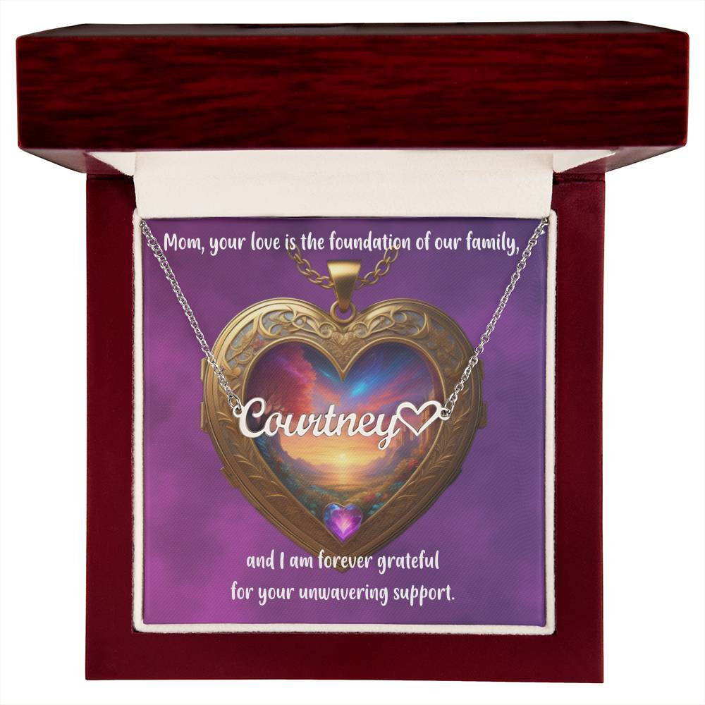 Mom, Your Love Is a Beacon - Customizable Name Necklace + Heart Charm for Moms