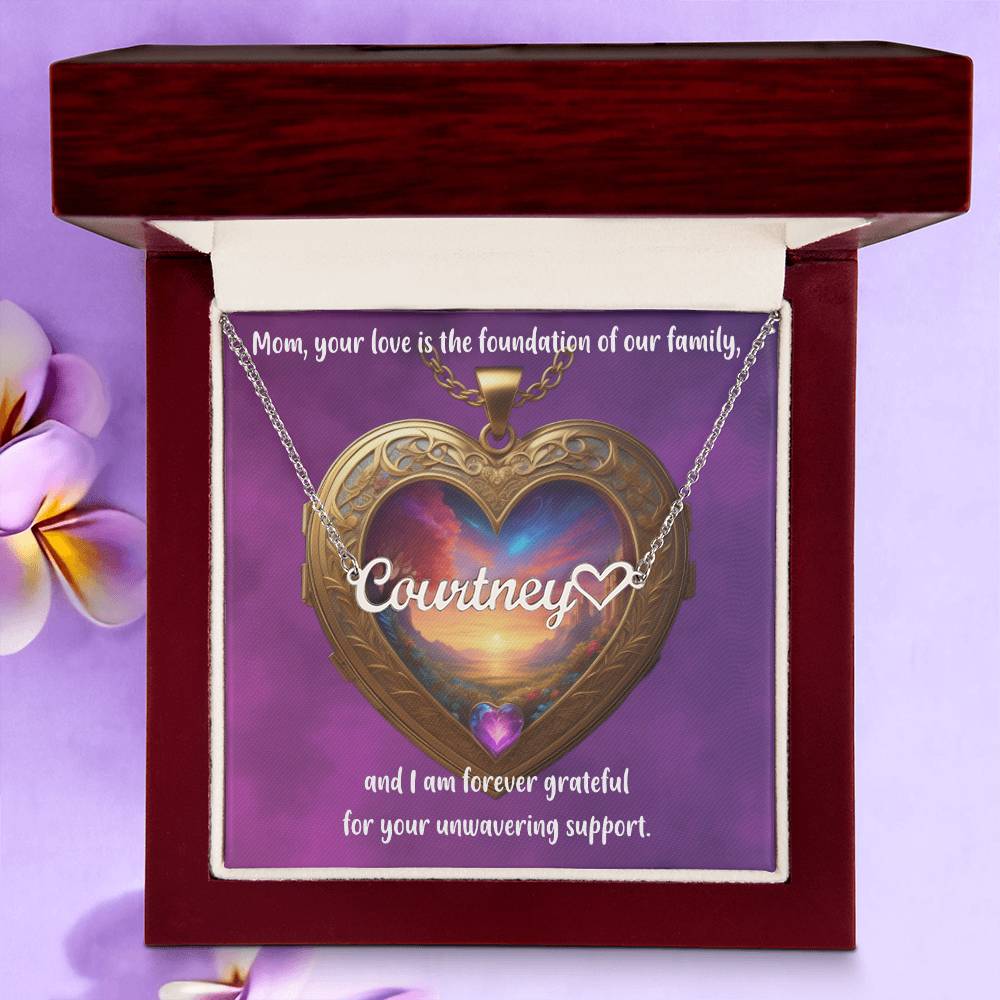 Mom, Your Love Is a Beacon - Customizable Name Necklace + Heart Charm for Moms