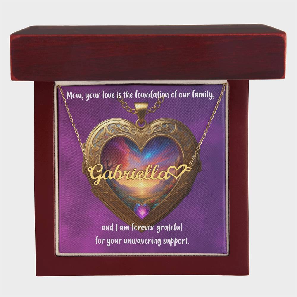 Mom, Your Love Is a Beacon - Customizable Name Necklace + Heart Charm for Moms