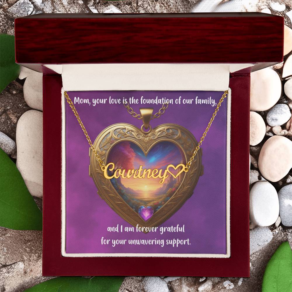Mom, Your Love Is a Beacon - Customizable Name Necklace + Heart Charm for Moms