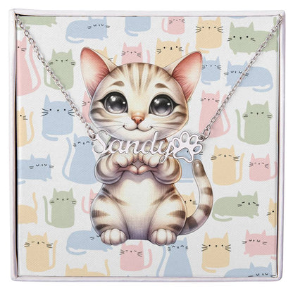 Ocicat Cat - Personalized Name Necklace + Paw Print