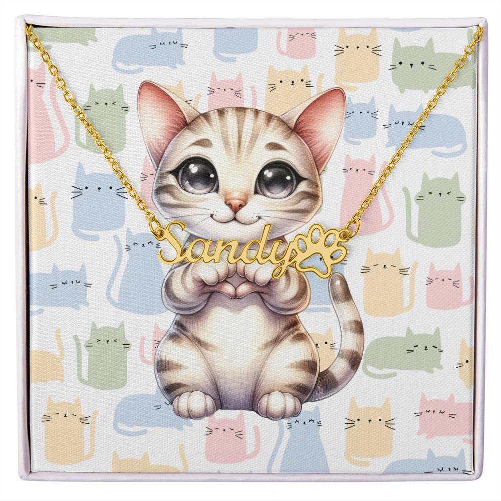 Ocicat Cat - Personalized Name Necklace + Paw Print