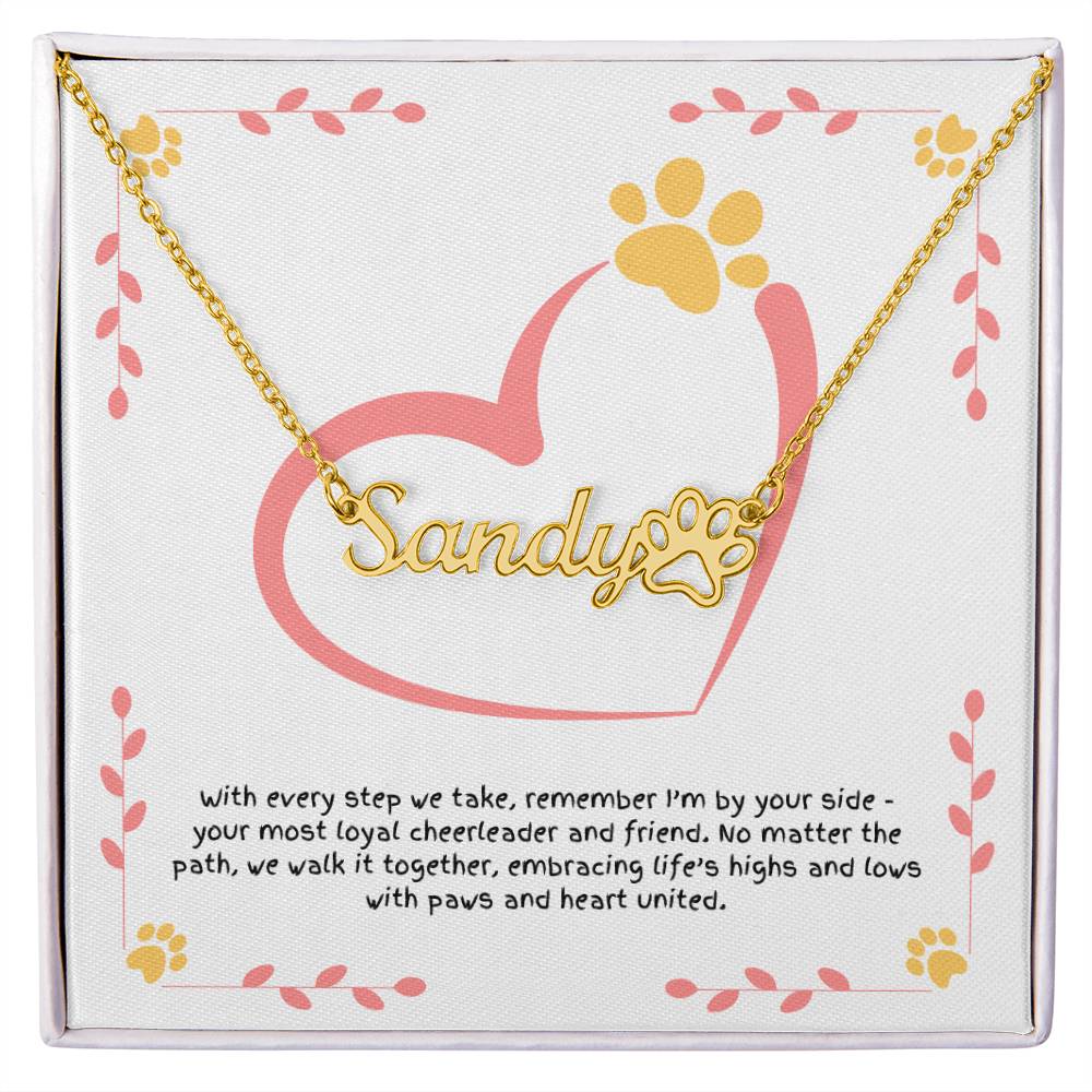 Personalized dog paw necklace, a gift of love and encouragement, inspired by the joy of seeing your smile every day.