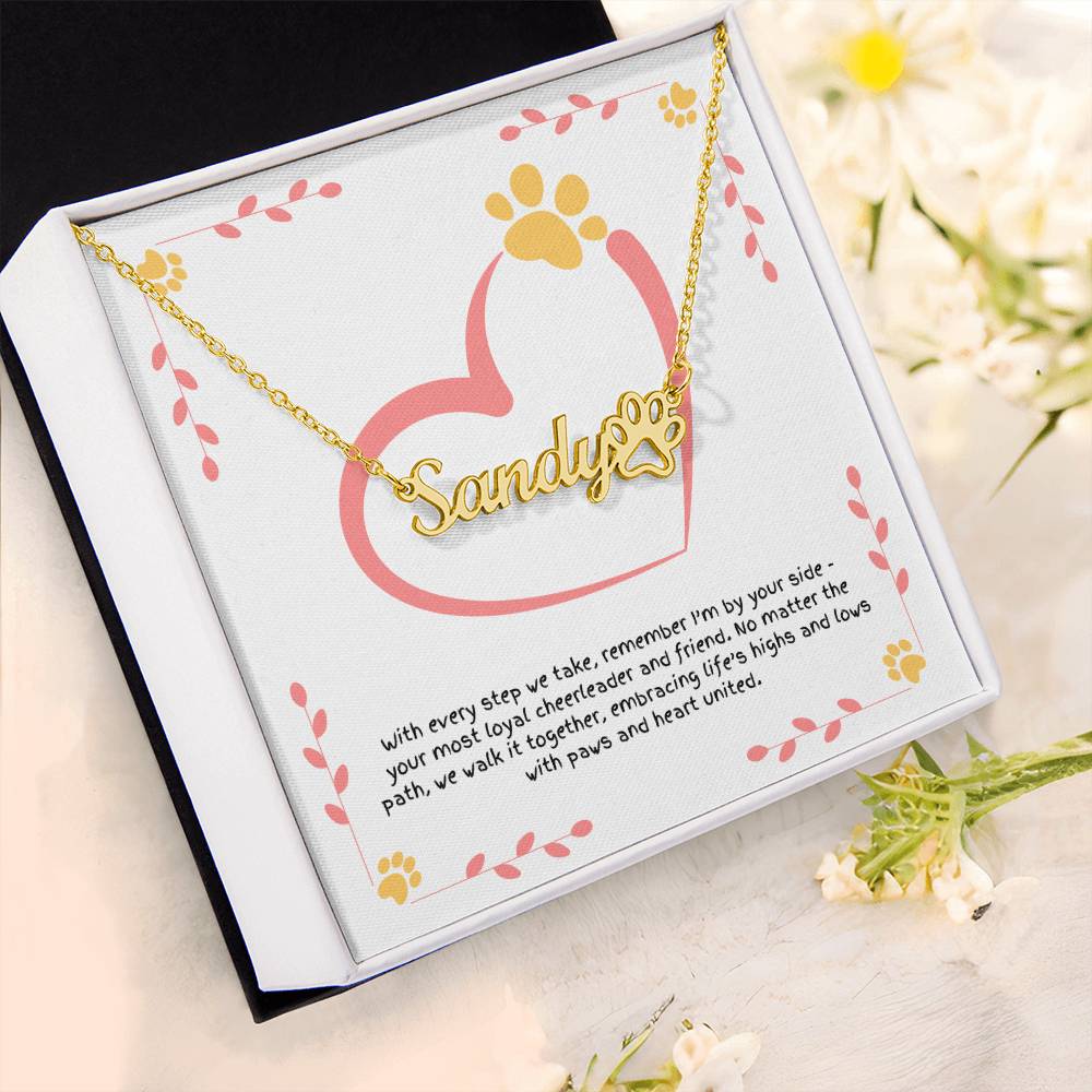 Personalized dog paw necklace, a gift of love and encouragement, inspired by the joy of seeing your smile every day.