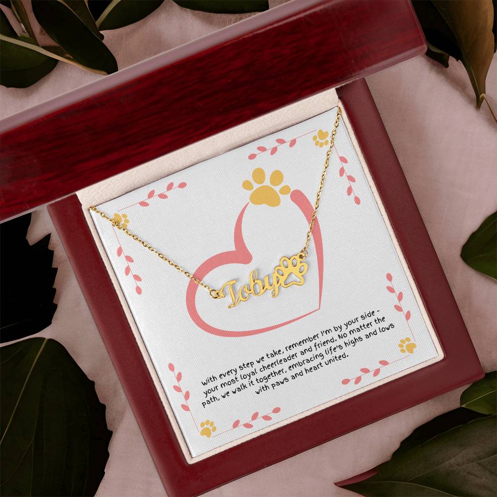 Personalized dog paw necklace, a gift of love and encouragement, inspired by the joy of seeing your smile every day.