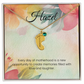 Engraved Baby Feet Necklace with Birthstone – Every Day of Motherhood: Filled with Love & Laughter | Gift for New Moms