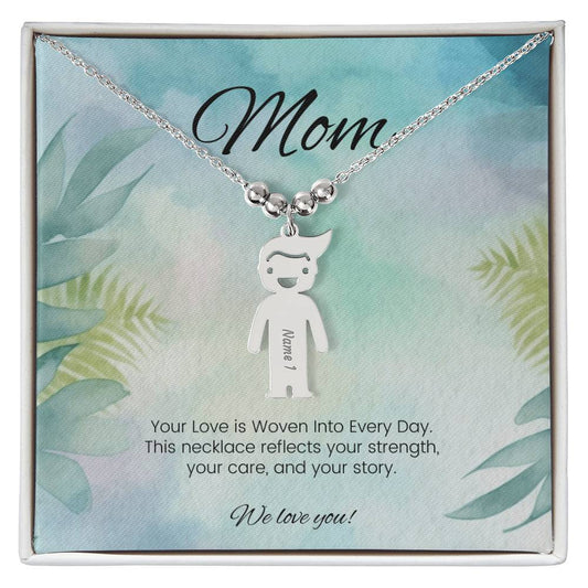Your love is woven into every day healing engraved kids charm necklace supportive gift for mom - MySisterIsASurvivor