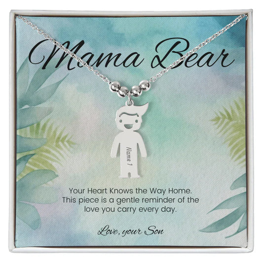 Your Heart Knows The Way Home - Engraved Kids Charm Necklace for Mom