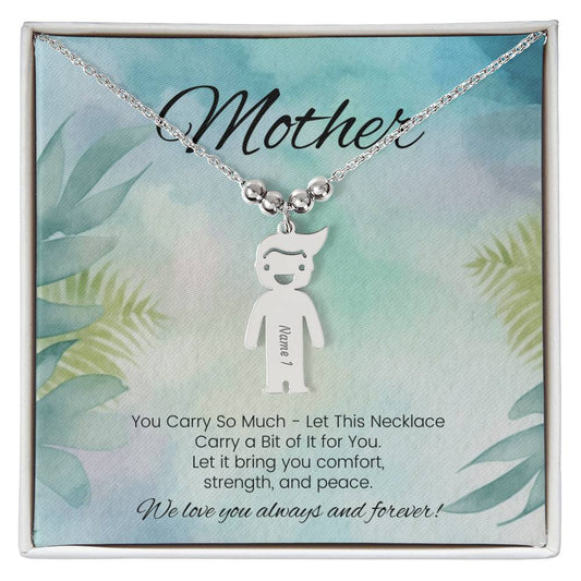 You carry so much engraved kids charm necklace strength and support gift for mom - MySisterIsASurvivor