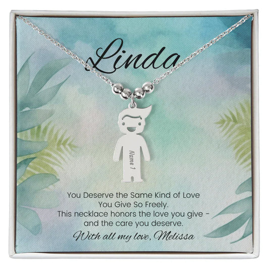 You Deserve The Same - Engraved Kids Charm Necklace for Mom or Grandma