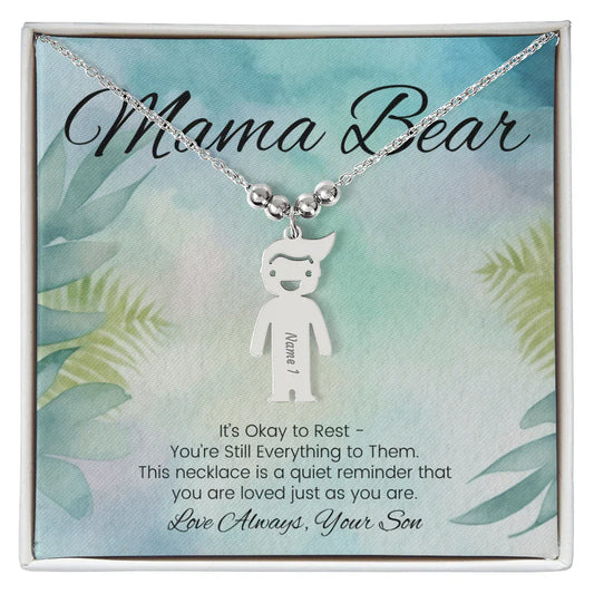 It's Okay To Rest - Engraved Kids Charm Necklace for Mom or Caregiver