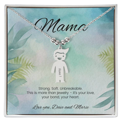 Strong soft unbreakable engraved kids charm necklace empowering gift for mom or caregiver - MySisterIsASurvivor