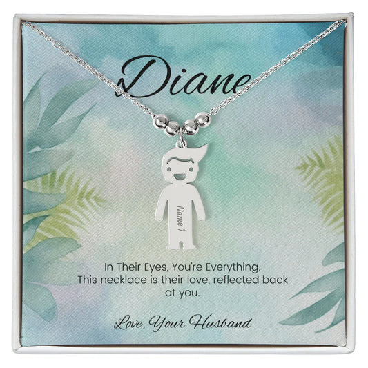 In Their Eyes, You're Everything - Engraved Kids Charm Necklace for Mom or Grandma