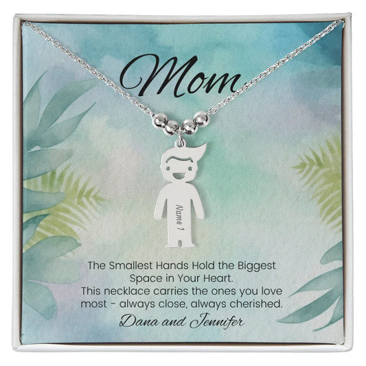 The Smallest Hands - Engraved Kids Charm Necklace for Mom or Grandma