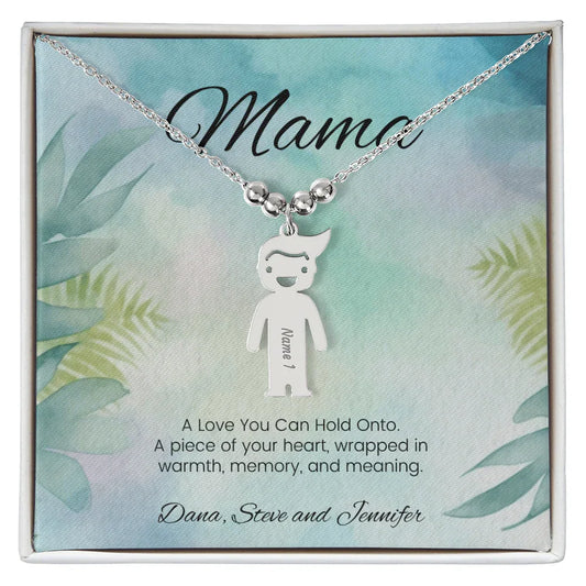 A Love You Can Hold Onto - Engraved Kids Charm Necklace for Mom or Grandma