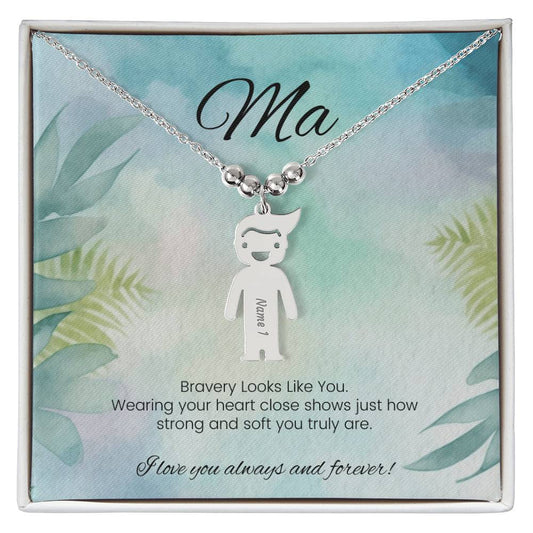 Bravery looks like you strength-inspired engraved kids charm necklace for moms or caregivers - MySisterIsASurvivor