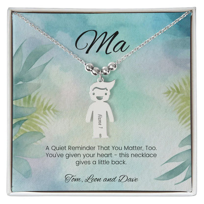 A Quiet Reminder - Engraved Kids Charm Necklace for Mom or Grandma