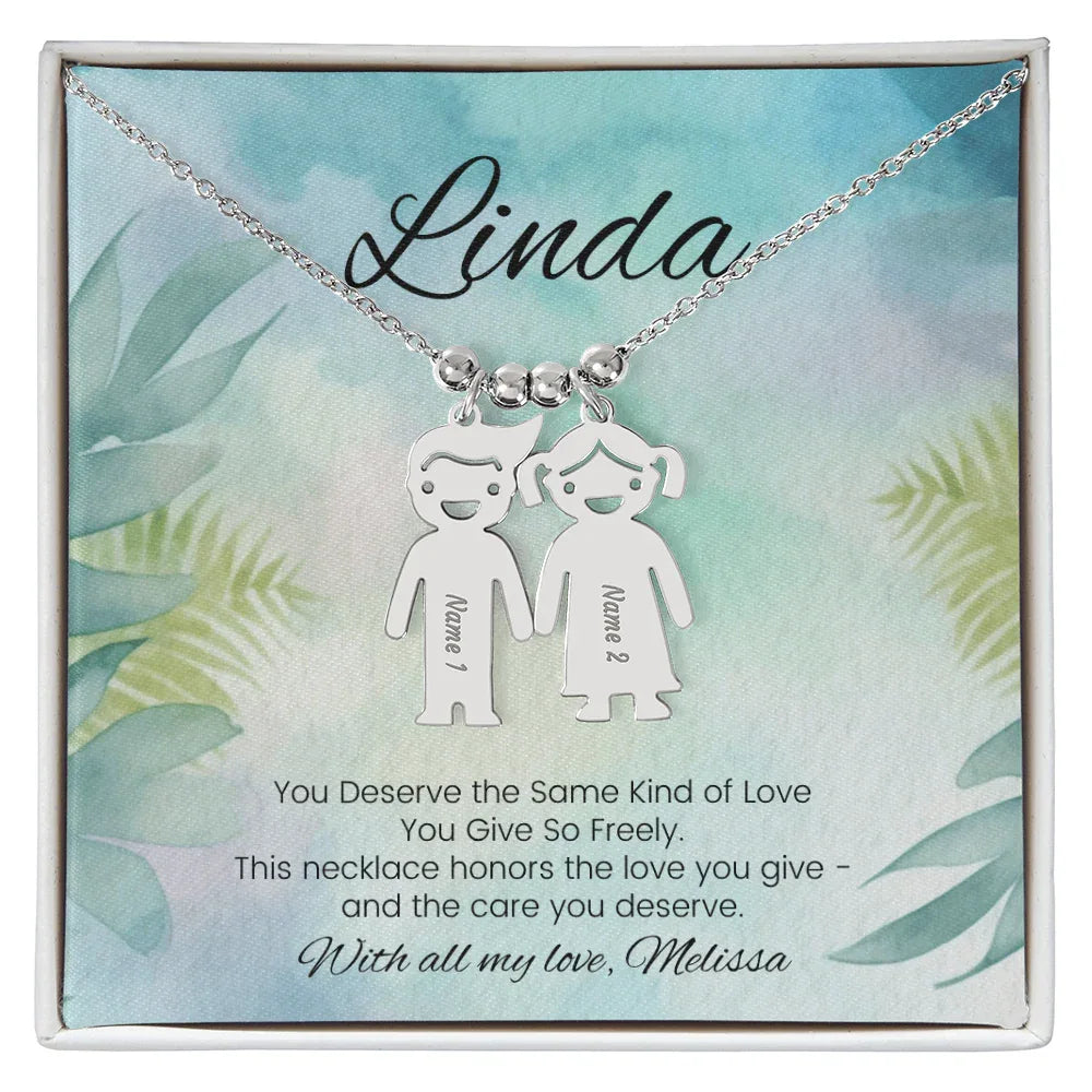 You Deserve The Same - Engraved Kids Charm Necklace for Mom or Grandma