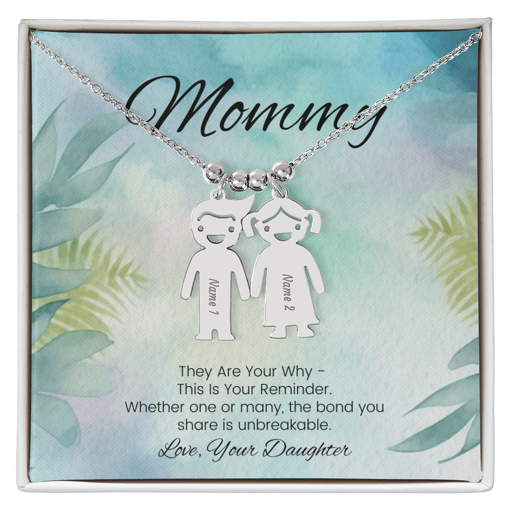 Motivational mom gift – personalized kids charm necklace with “They Are Your Why” reminder