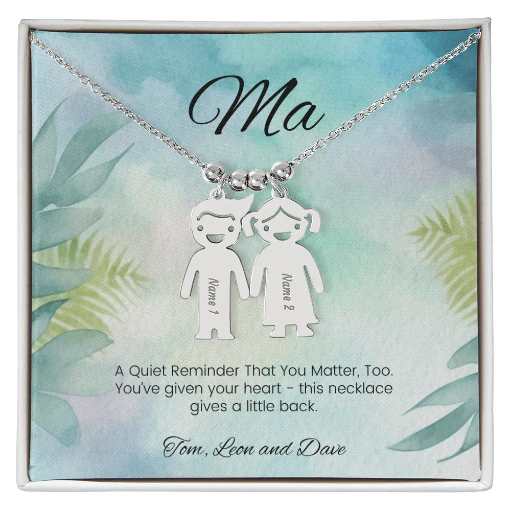A Quiet Reminder - Engraved Kids Charm Necklace for Mom or Grandma