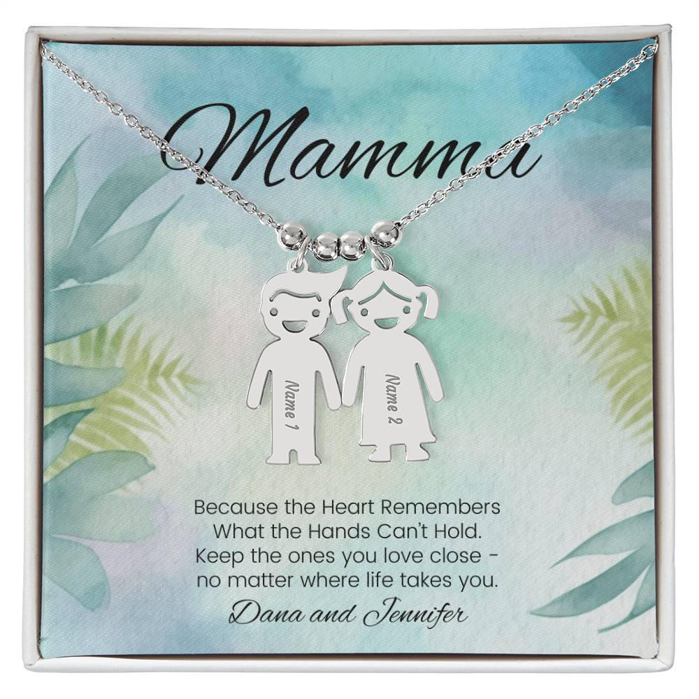 Because the heart remembers memorial engraved kids charm necklace for mom or grandmother - MySisterIsASurvivor